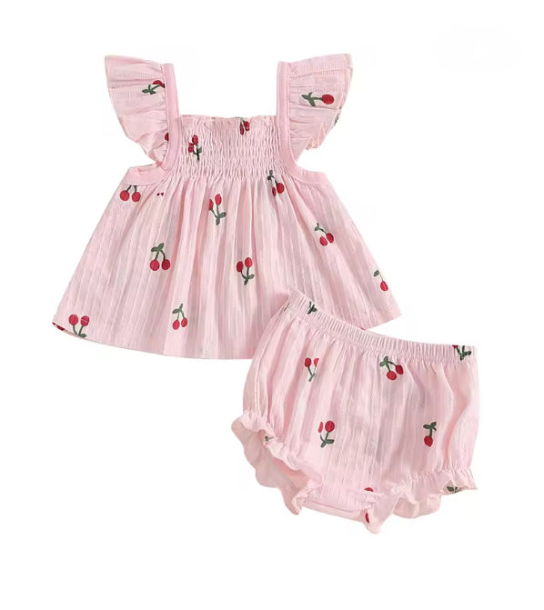 🌸🌸 BABY GIRLS CLOTHING - Special Price- Henley cherry Set