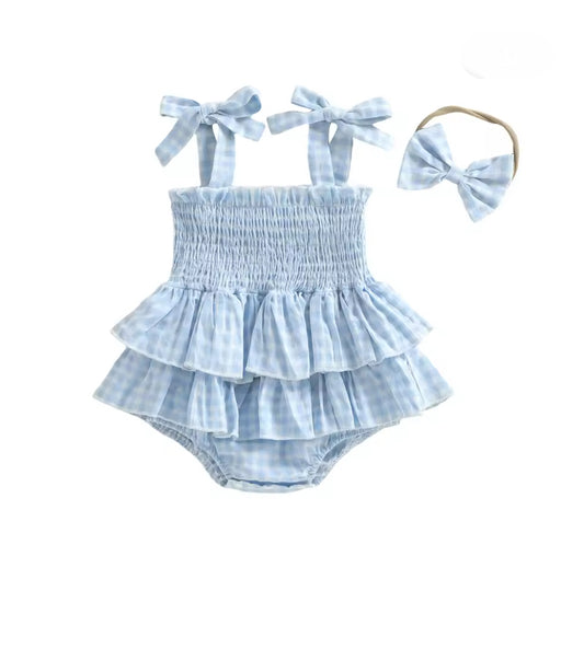 🌸🌸 BABY GIRLS CLOTHING - Special Price- Gai gingham cotton Romper