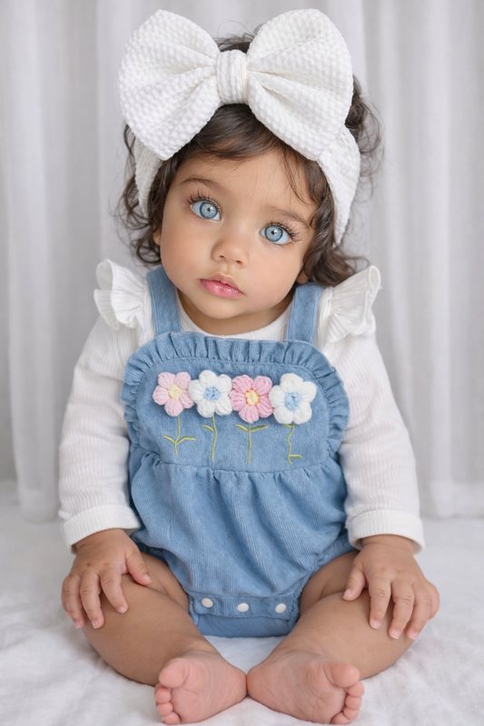 🌸🌸 BABY GIRLS CLOTHING - Flower romper with flutter sleeve