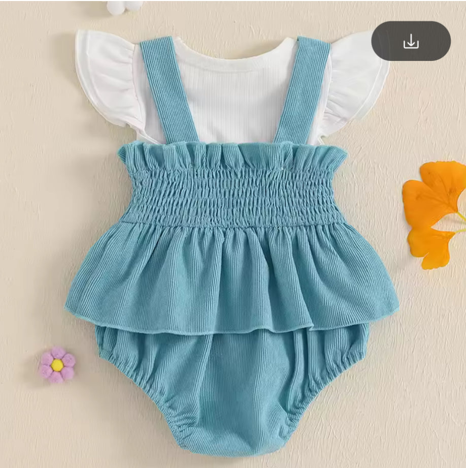 🌸🌸 BABY GIRLS CLOTHING -  Overall flower Romper 2 pce Set