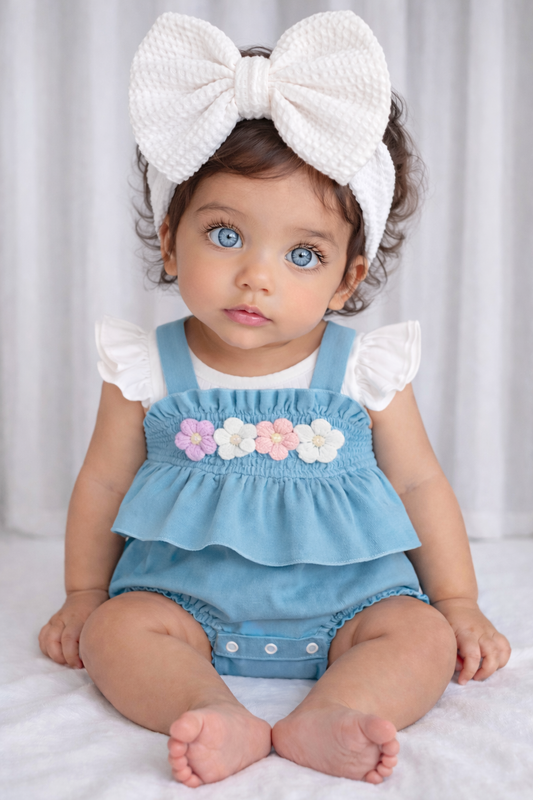🌸🌸 BABY GIRLS CLOTHING -  Overall flower Romper 2 pce Set