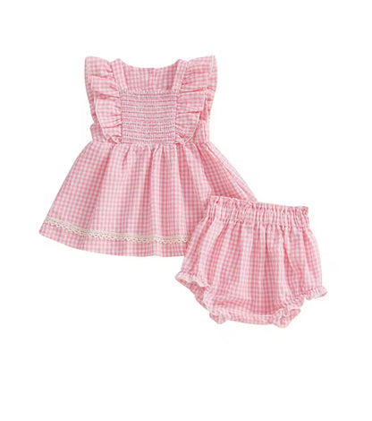 🌸🌸 BABY GIRLS CLOTHING - Special Price- Tori gingham cotton Set