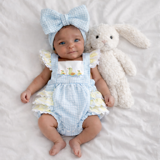 🌸🌸 BABY GIRLS CLOTHING - Special Price- Yellow Ducky cotton Romper