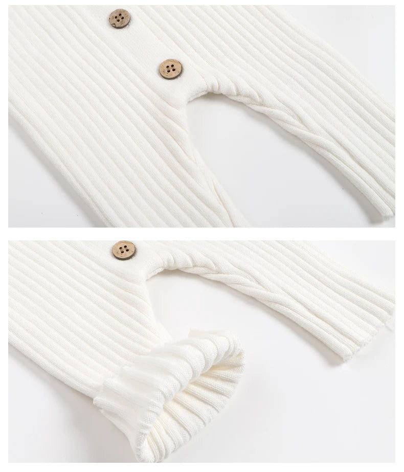 CLEARANCE-  Cotton ribbed Romper - long sleeve