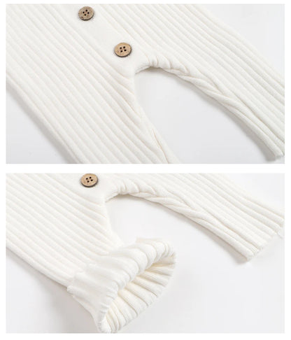 CLEARANCE-  Cotton ribbed Romper - long sleeve