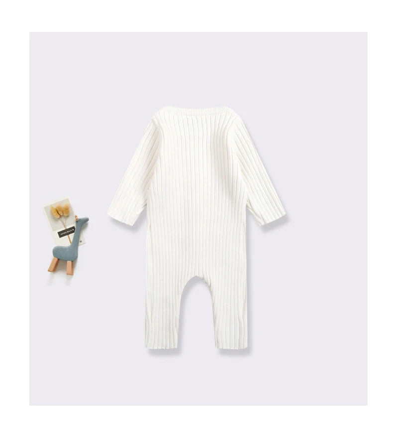 CLEARANCE-  Cotton ribbed Romper - long sleeve