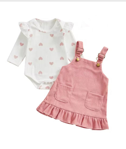 🌸🌸 BABY GIRLS CLOTHING - Special Price- Heart Pinafore Set