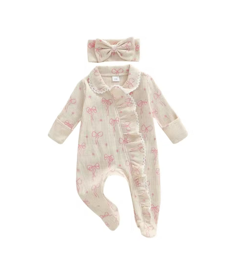 🌸🌸 BABY GIRLS CLOTHING - Special Price-  Bow print Romper Set