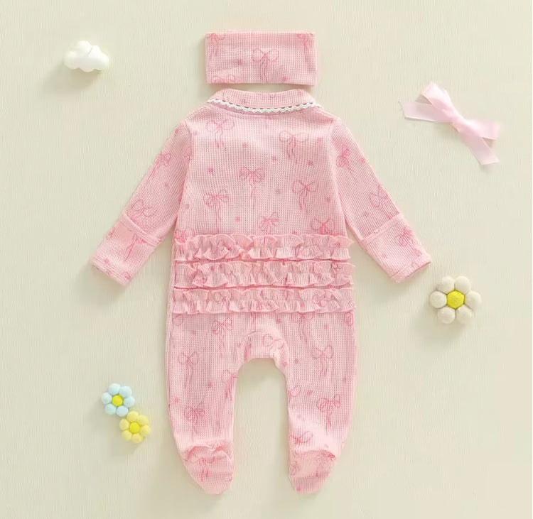 🌸🌸 BABY GIRLS CLOTHING - Special Price-  Bow print Romper Set