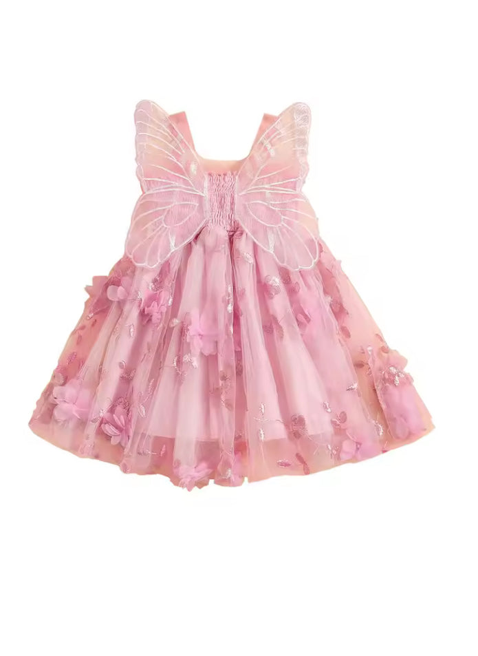 Baby boho tutu dress- baby girls clothing ,Pink dress with a large bow on a white background