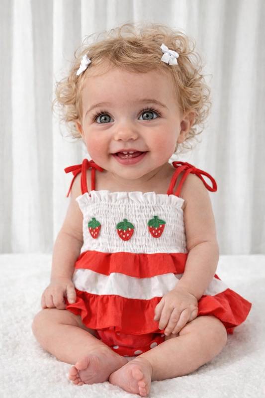 🌸🌸 BABY GIRLS CLOTHING - Special Price- Strawberry sundaze Romper