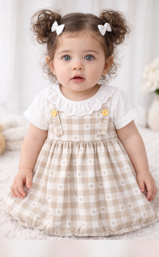 🌸🌸 BABY GIRLS CLOTHING - Special peice- Cara Dress -Khakai