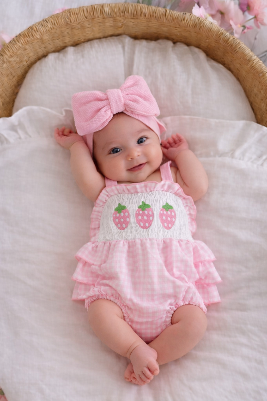 🌸🌸 BABY GIRLS CLOTHING - Special Price-  Pink Strawberries Romper