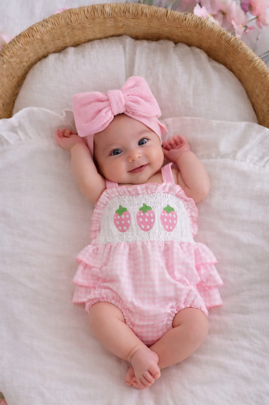 🌸🌸 BABY GIRLS CLOTHING - Special Price-  Pink Strawberries Romper