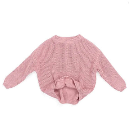 Baby Girls clothing - Chinky knit cotton Jumper - special price- Dusty rose pink