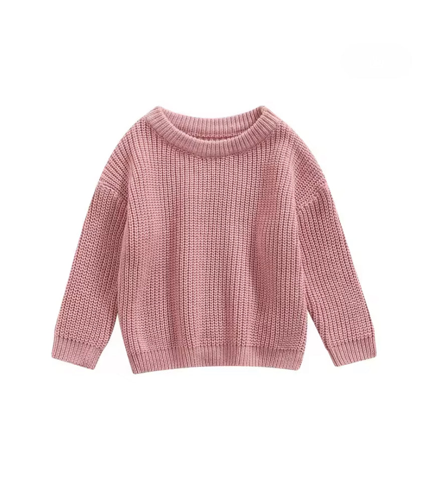 Baby Girls clothing - Chinky knit cotton Jumper - special price- Dusty rose pink