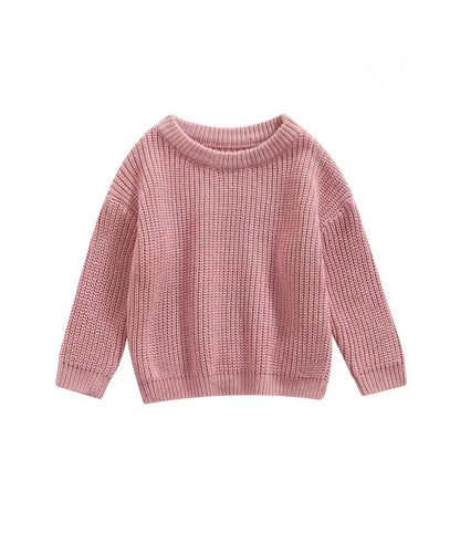 Baby Girls clothing - Chinky knit cotton Jumper - special price- Dusty rose pink