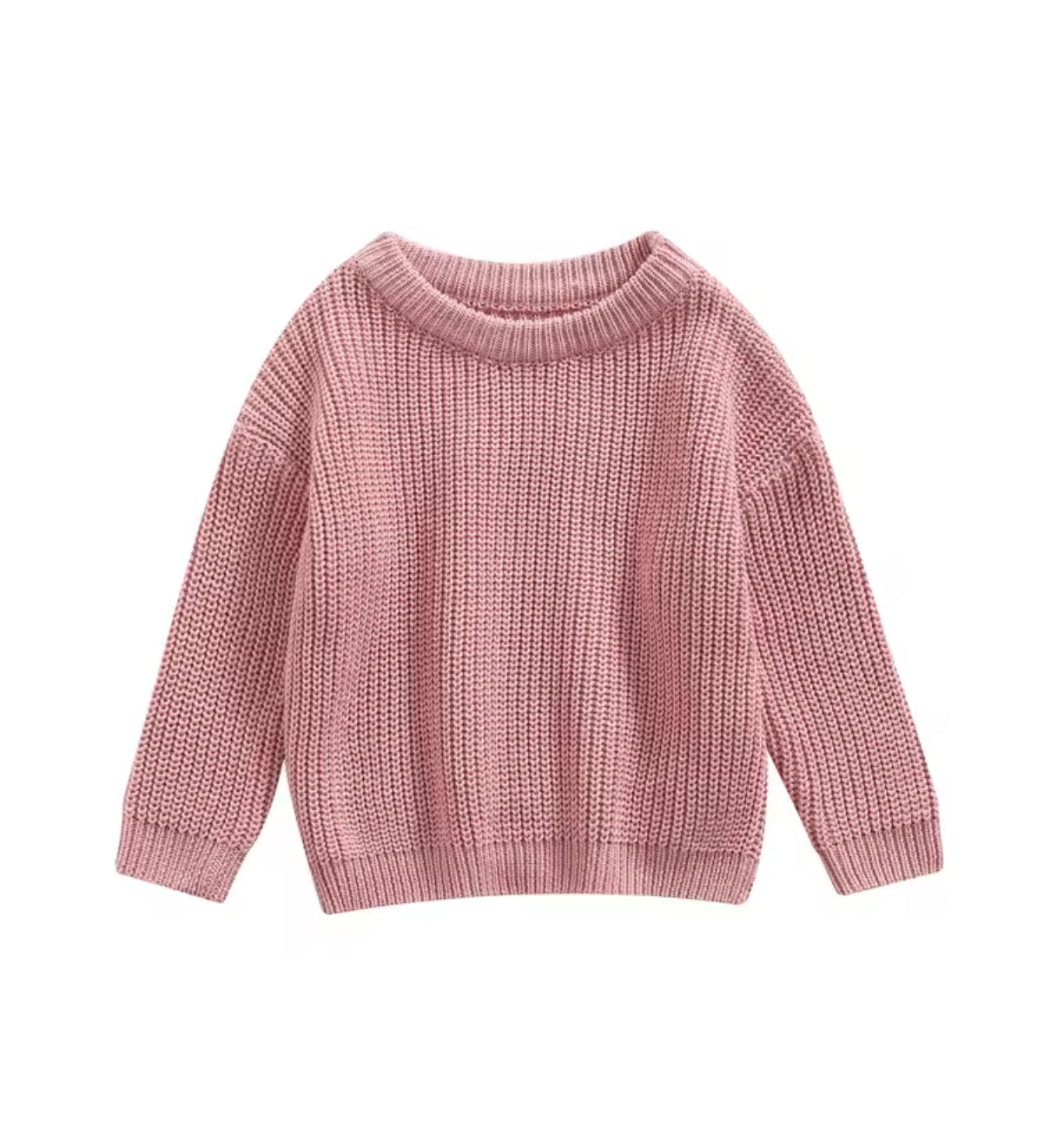 Baby Girls clothing - Chinky knit cotton Jumper - special price- Dusty rose pink