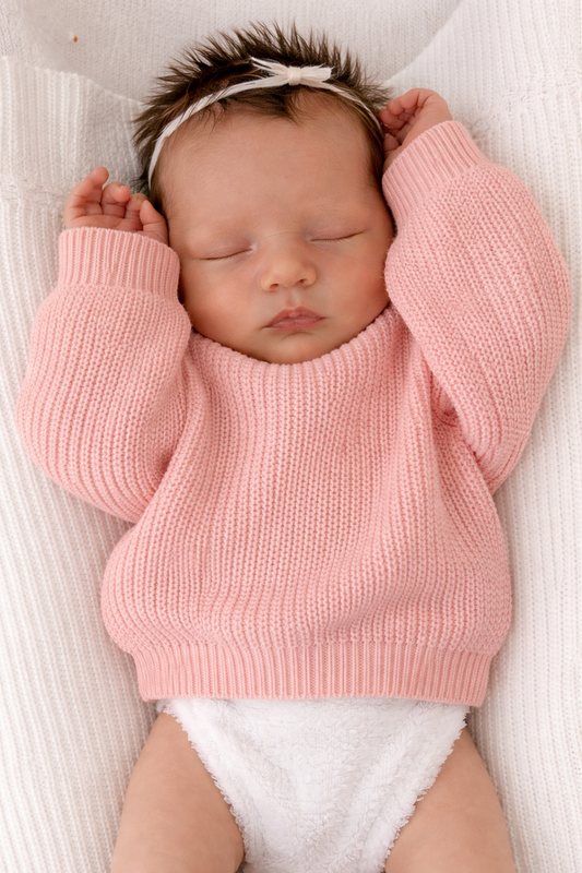 Baby Girls clothing - Chinky knit cotton Jumper - special price- Peach Pink