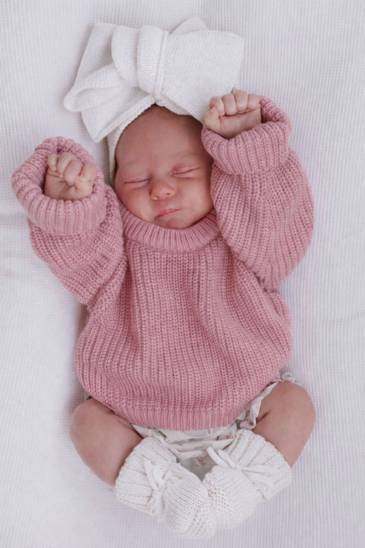Baby Girls clothing - Chinky knit cotton Jumper - special price- Dusty rose pink