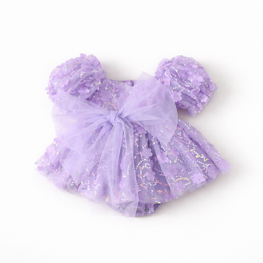 Baby Girls Clothing- Margarett sequin appliqué Romper- Special Price