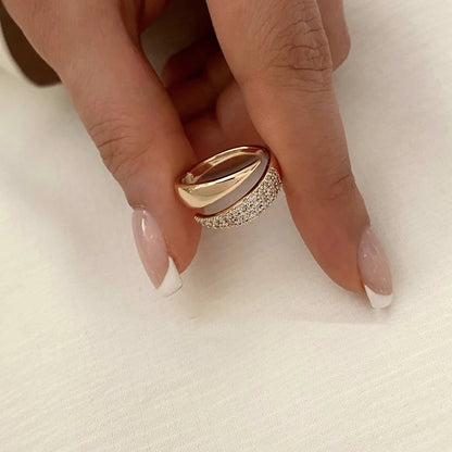 18k Gold plated Stainless Steel CZ ring