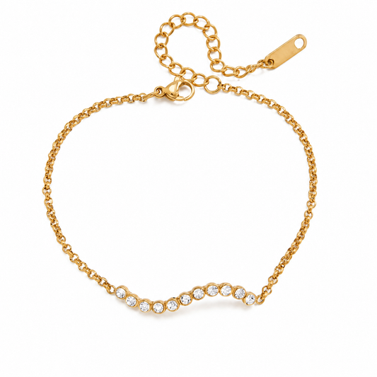 18k gold plated stainless steel cubic zirconia wave Bracelet- special price