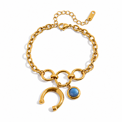 18k gold plated stainless steel turquoise  horse shoe charm Bracelet Set-special price