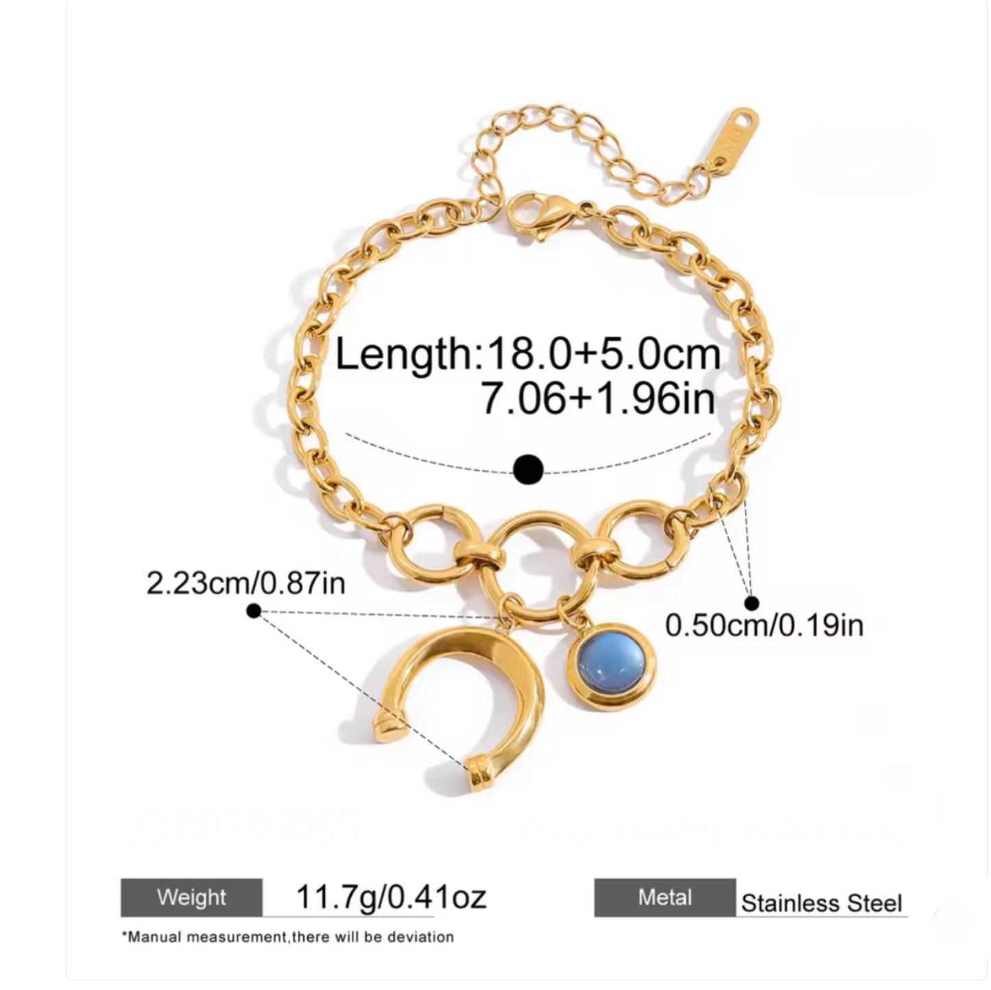 18k gold plated stainless steel turquoise  horse shoe charm Bracelet Set-special price