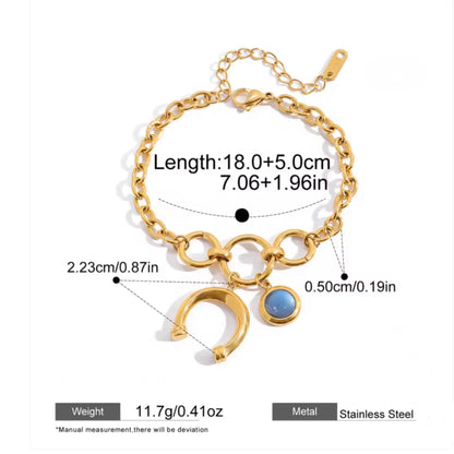 18k gold plated stainless steel turquoise  horse shoe charm Bracelet Set-special price