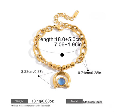 18k gold plated stainless steel turquoise  horse shoe charm Bracelet Set-special price
