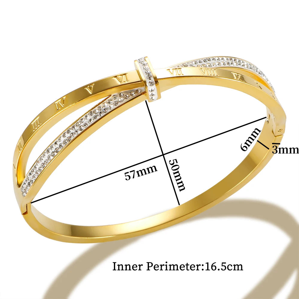 18k gold fashion stainless steal cubic zirconia Bangle Special Price