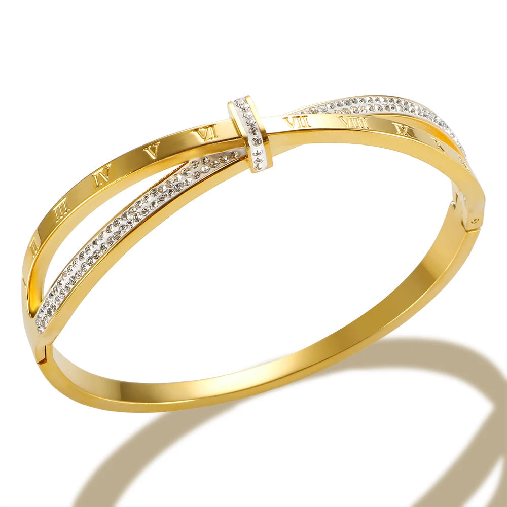 18k gold fashion stainless steal cubic zirconia Bangle Special Price