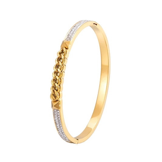 18k gold stainless steal chain cubic zirconia Bangle Special Price