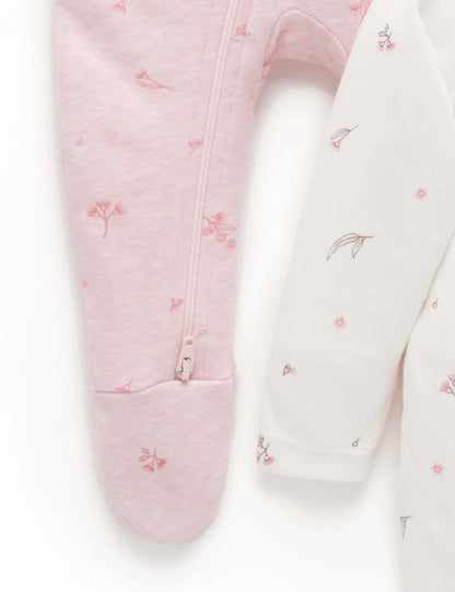 Organic cotton -Blossom 2 Pack Zip Growsuit- special price