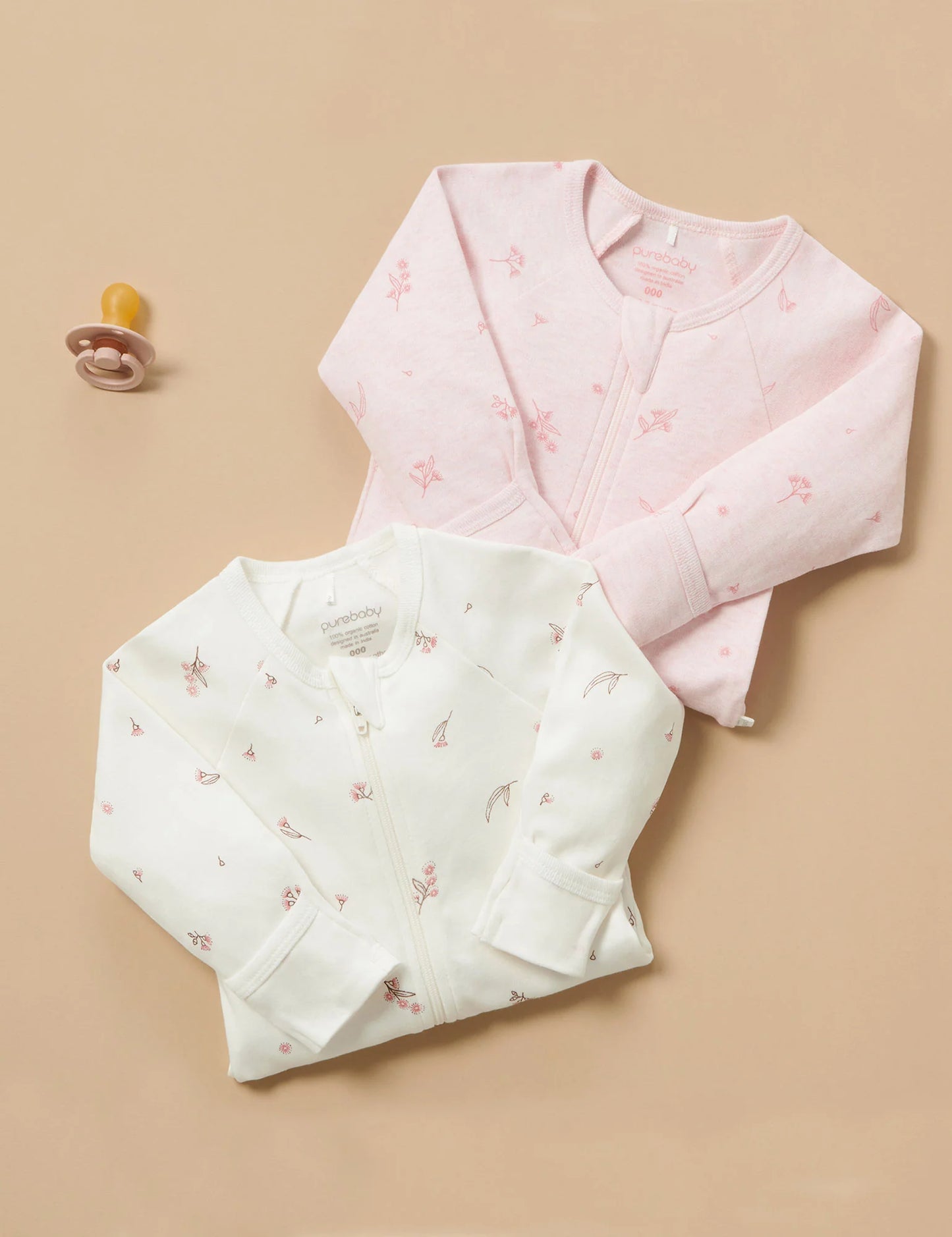 Organic cotton -Blossom 2 Pack Zip Growsuit- special price