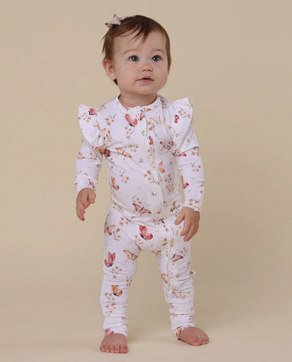 Butterfly Organic Snugglesuit Convertible Romper with Frill- Special Price