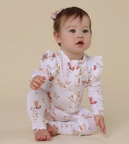 Butterfly Organic Snugglesuit Convertible Romper with Frill- Special Price