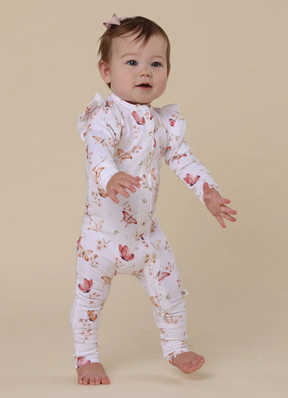 Butterfly Organic Snugglesuit Convertible Romper with Frill- Special Price