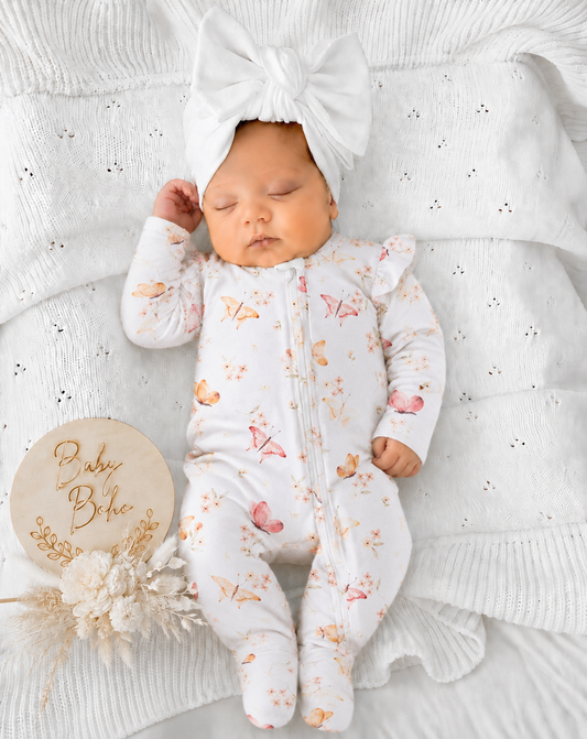 Butterfly Organic Snugglesuit Convertible Romper with Frill- Special Price
