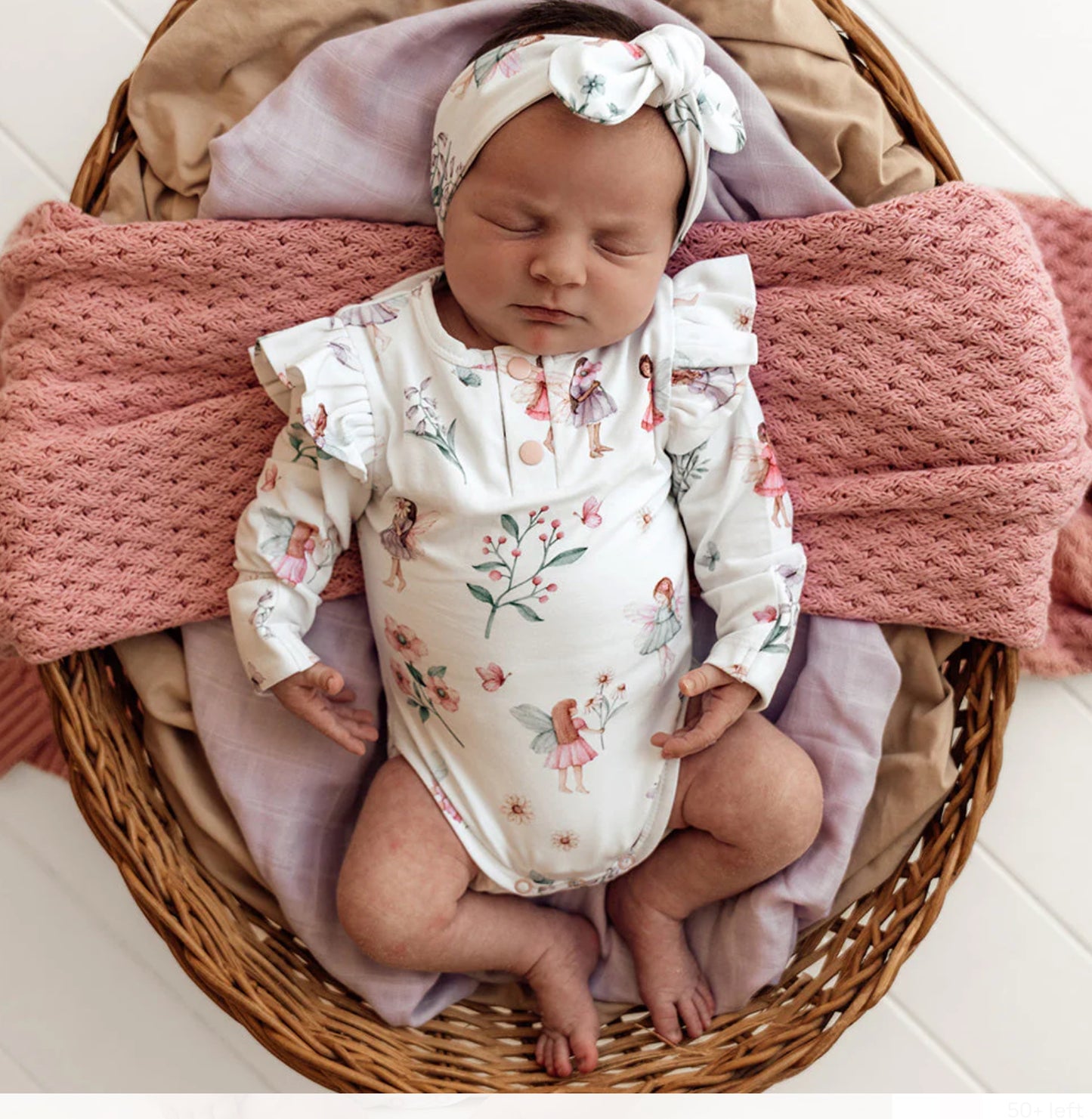 Fairy Garden Long Sleeve Organic Bodysuit with Frill- Special Price