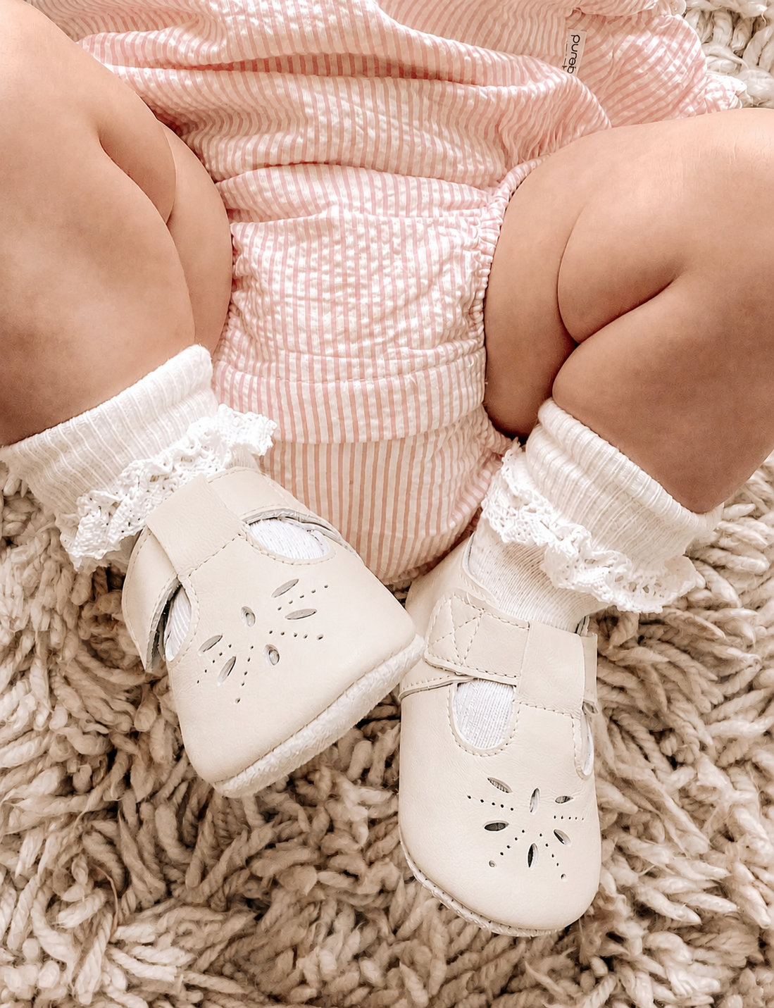 Leather Eyelet T-Bars- PUREBABY