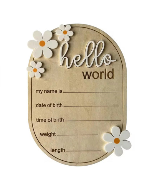 Daisy wooden yellow world plaque - special peice