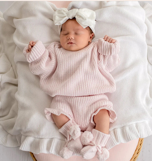 Blush Pink Oversized Cotton Knit Jumper- special price