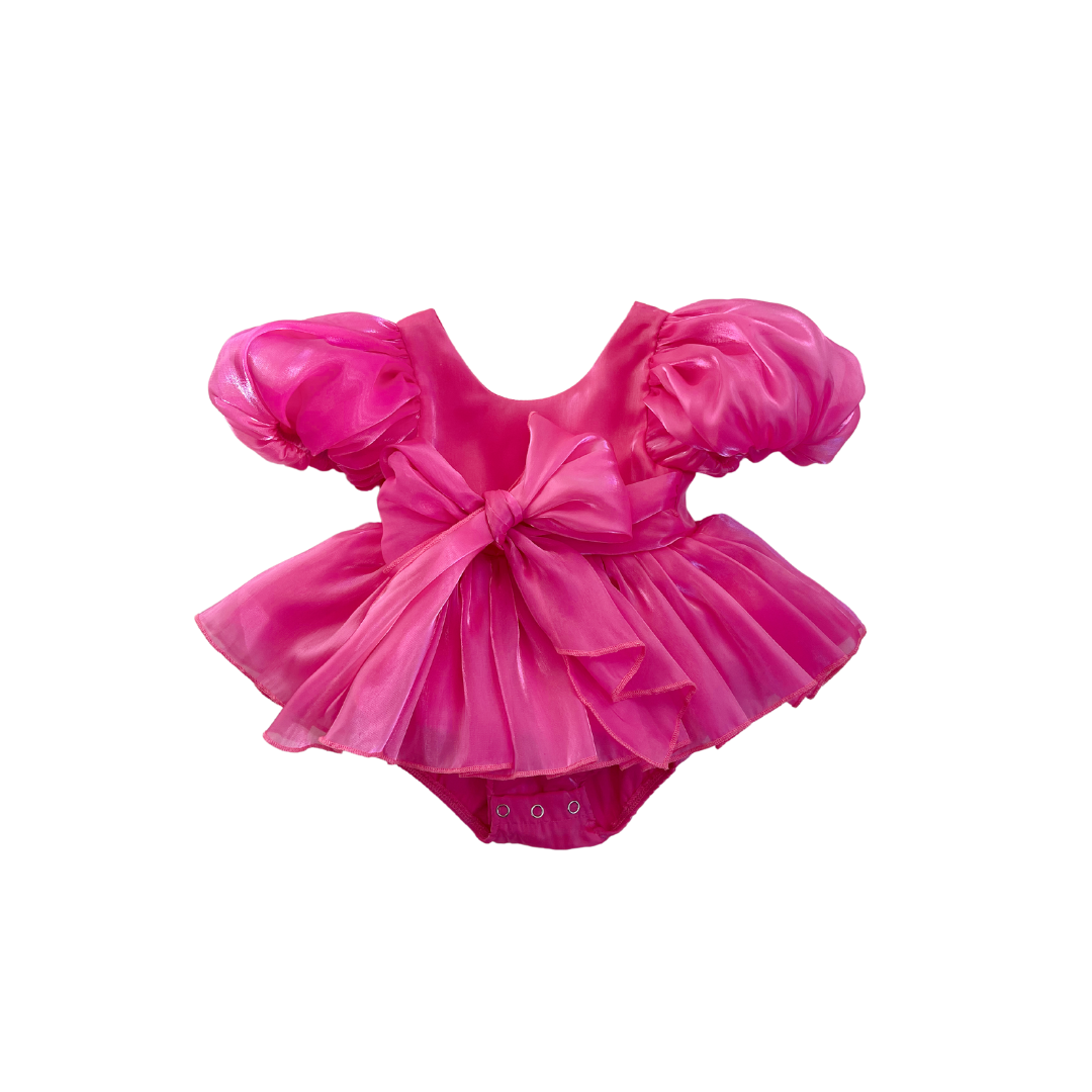 Carolina Organza Romper - Fuchsia Pink 💕💕FREE CLIP SET