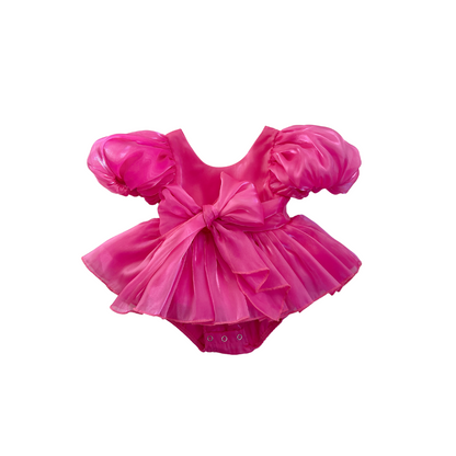 Carolina Organza Romper - Fuchsia Pink 💕💕FREE CLIP SET