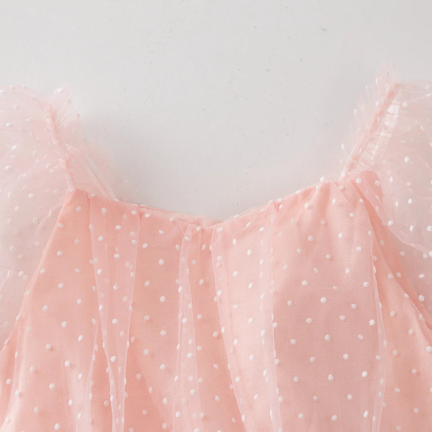 Nardia spotted tulle Dress Romper - Peachy Pink