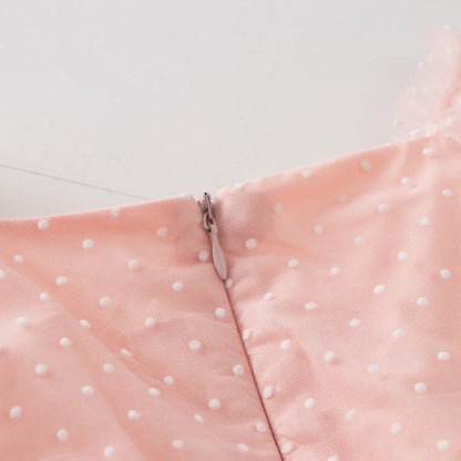 Nardia spotted tulle Dress Romper - Peachy Pink