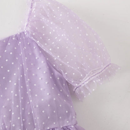 Nardia spotted tulle Dress Romper - Lavender purple