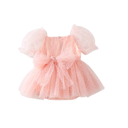 Nardia spotted tulle Dress Romper - Peachy Pink